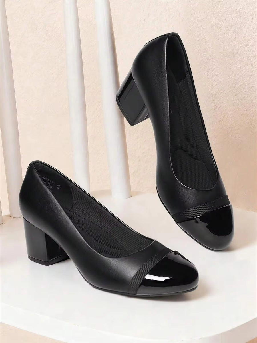 Women's Low Chunky Pumps Block Heel Dress Shoes Closed Round Toe Comfortable Heels For Commuting Parties Daily Wear