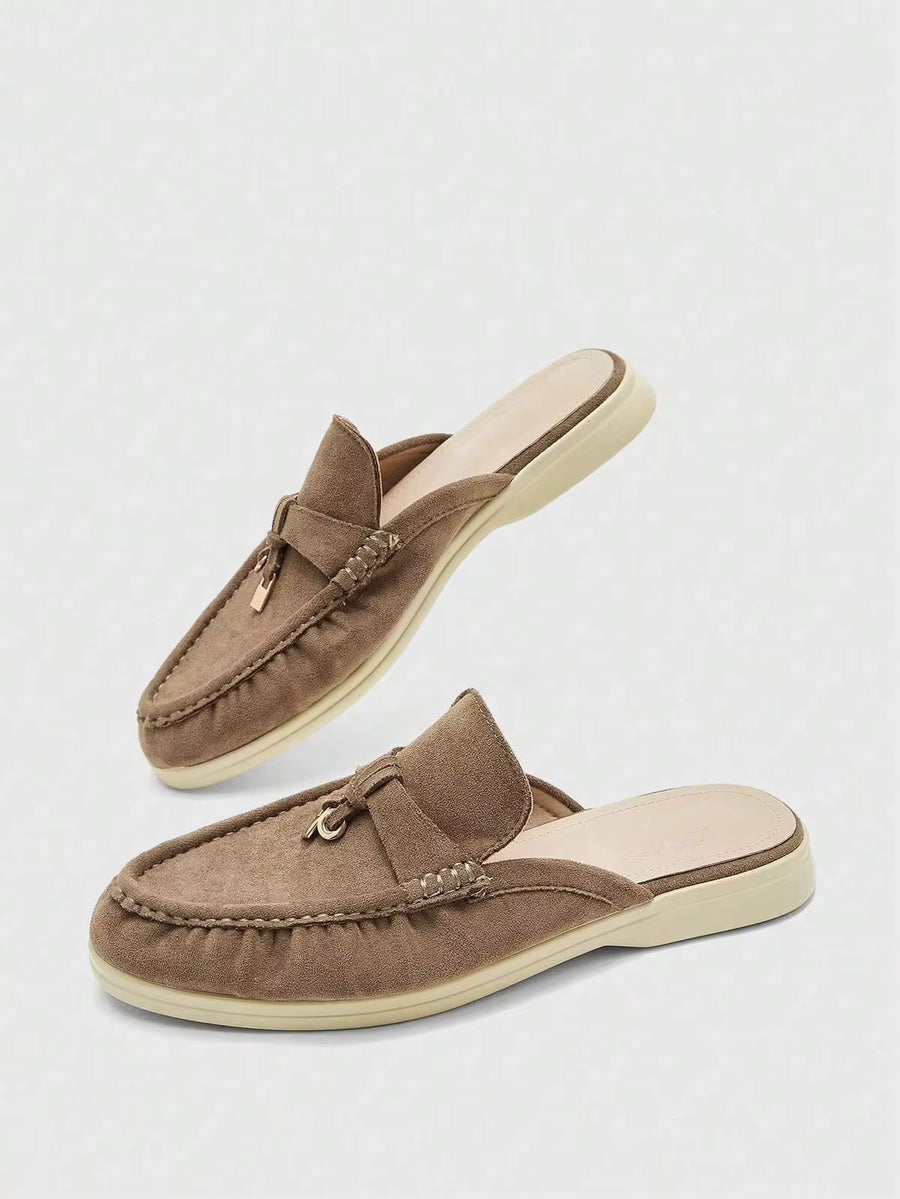CUCCOO BIZCHIC Fashion Women's Brown Suede Comfortable Commuting Women's Mules Shoes Women's Flat Shoes Are Suitable For Outdoor Vacation Shopping To Work, Daily Commuting Versatile Flat Women's Shoes